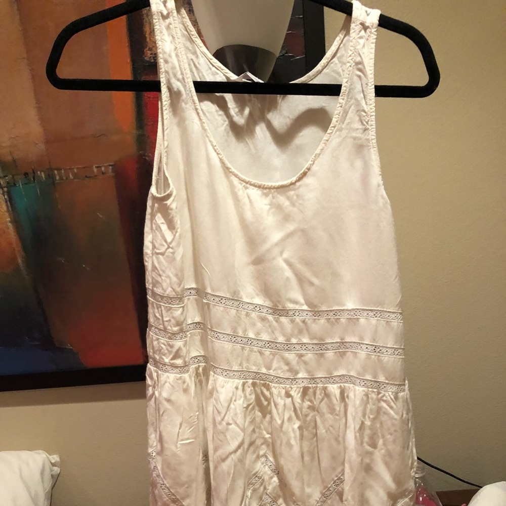 Ruffle and lace cream dress